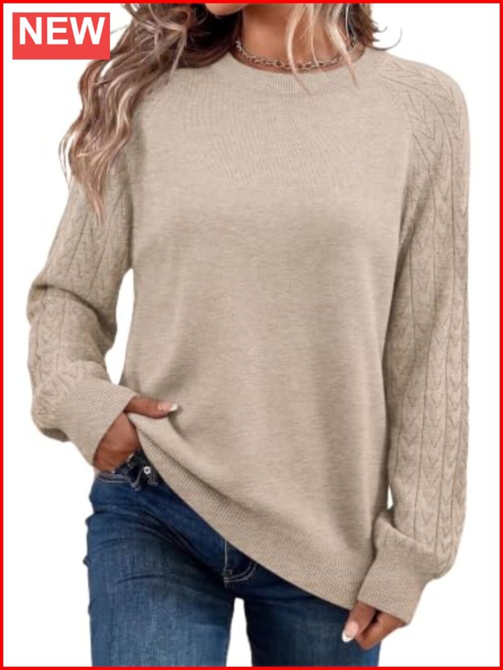 Womens Lightweight Knit Sweater Long Sleeve Crew Neck Pullover